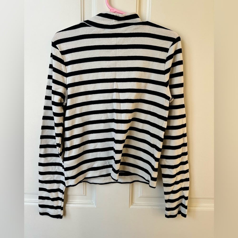 GAP Kids Black and White Striped Long Sleeve Mock Turtleneck M 8/10